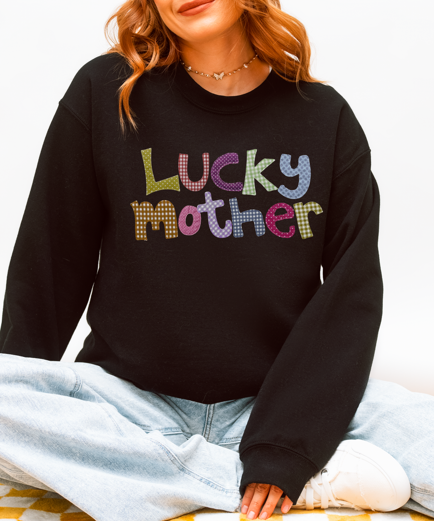 Faux Patch Lucky Mother Sweatshirt