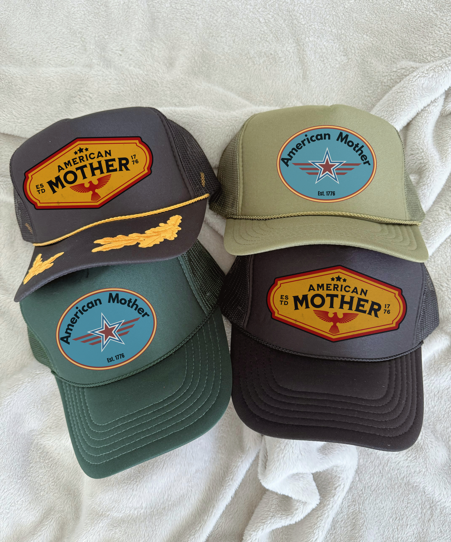 American Mother Trucker Hats