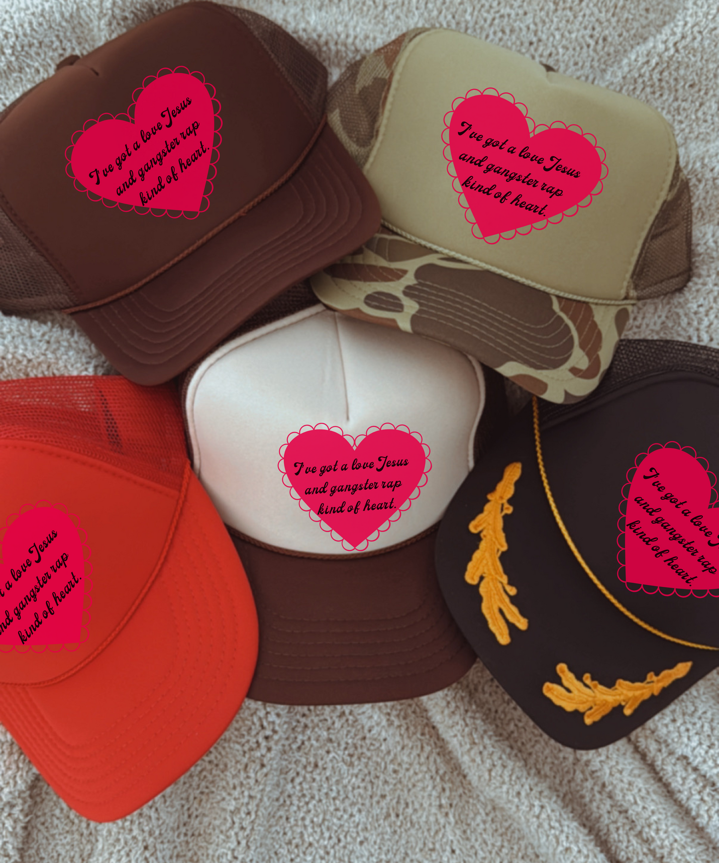 Love Jesus & Gangster Rap Heart Hat