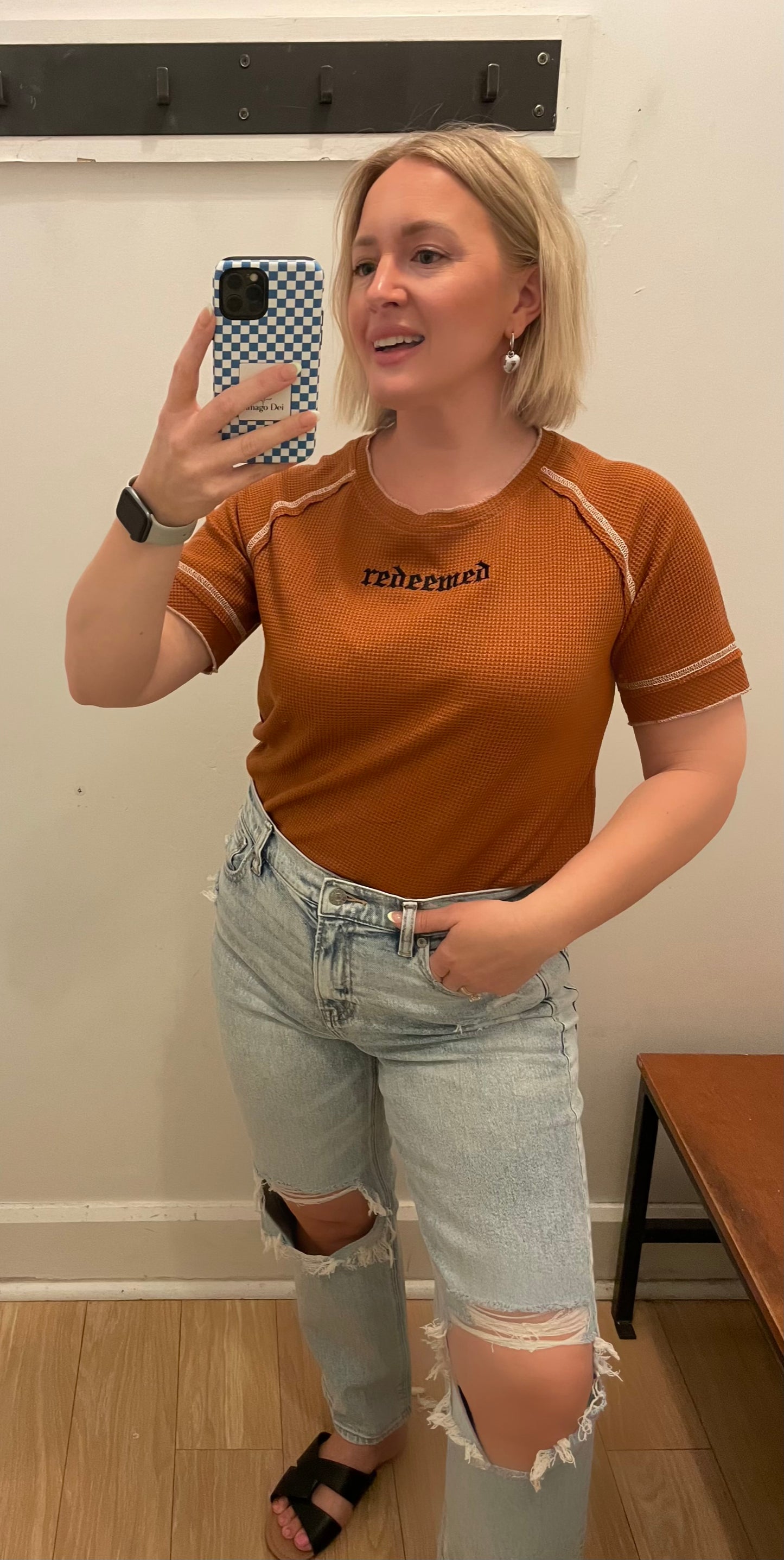 Embroidered Redeemed Ruffle Sleeve Tee