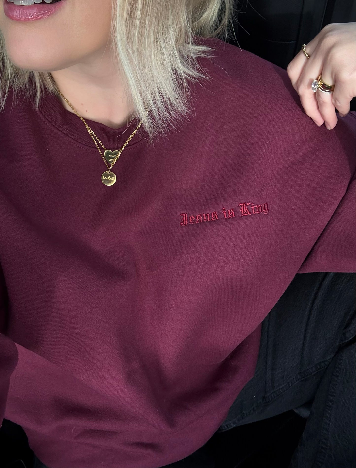 Embroidered Jesus Is King Sweatshirt