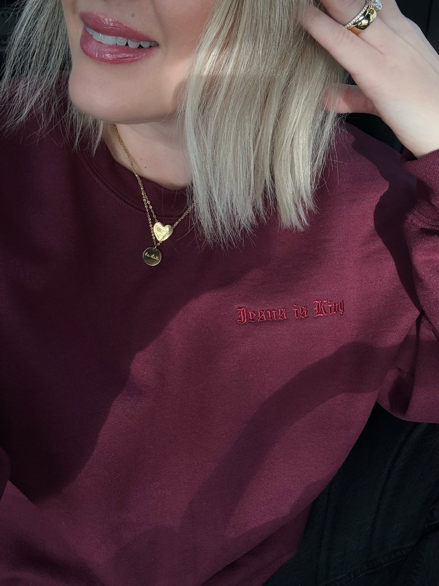 Embroidered Jesus Is King Sweatshirt