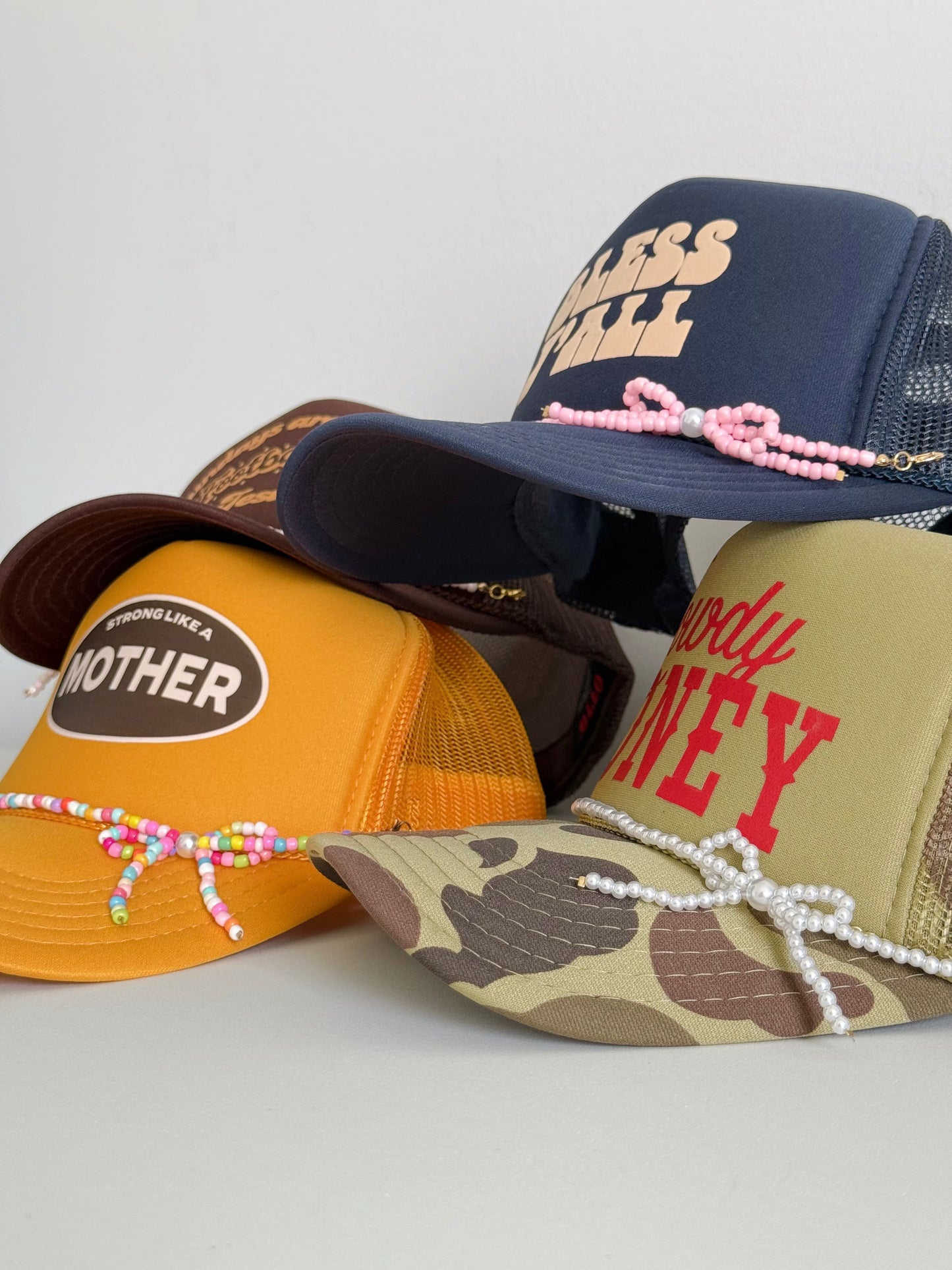 Beaded Bow Hat Chains