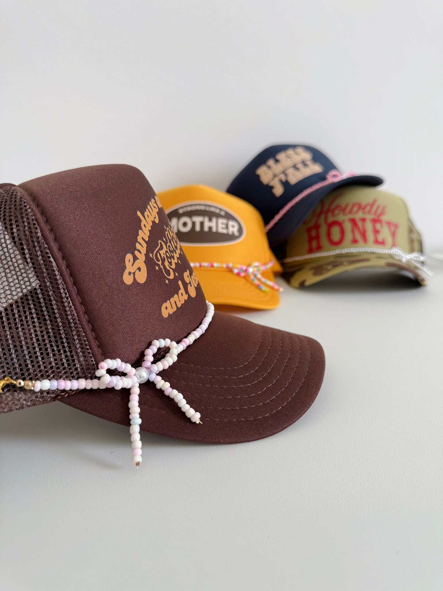 Beaded Bow Hat Chains