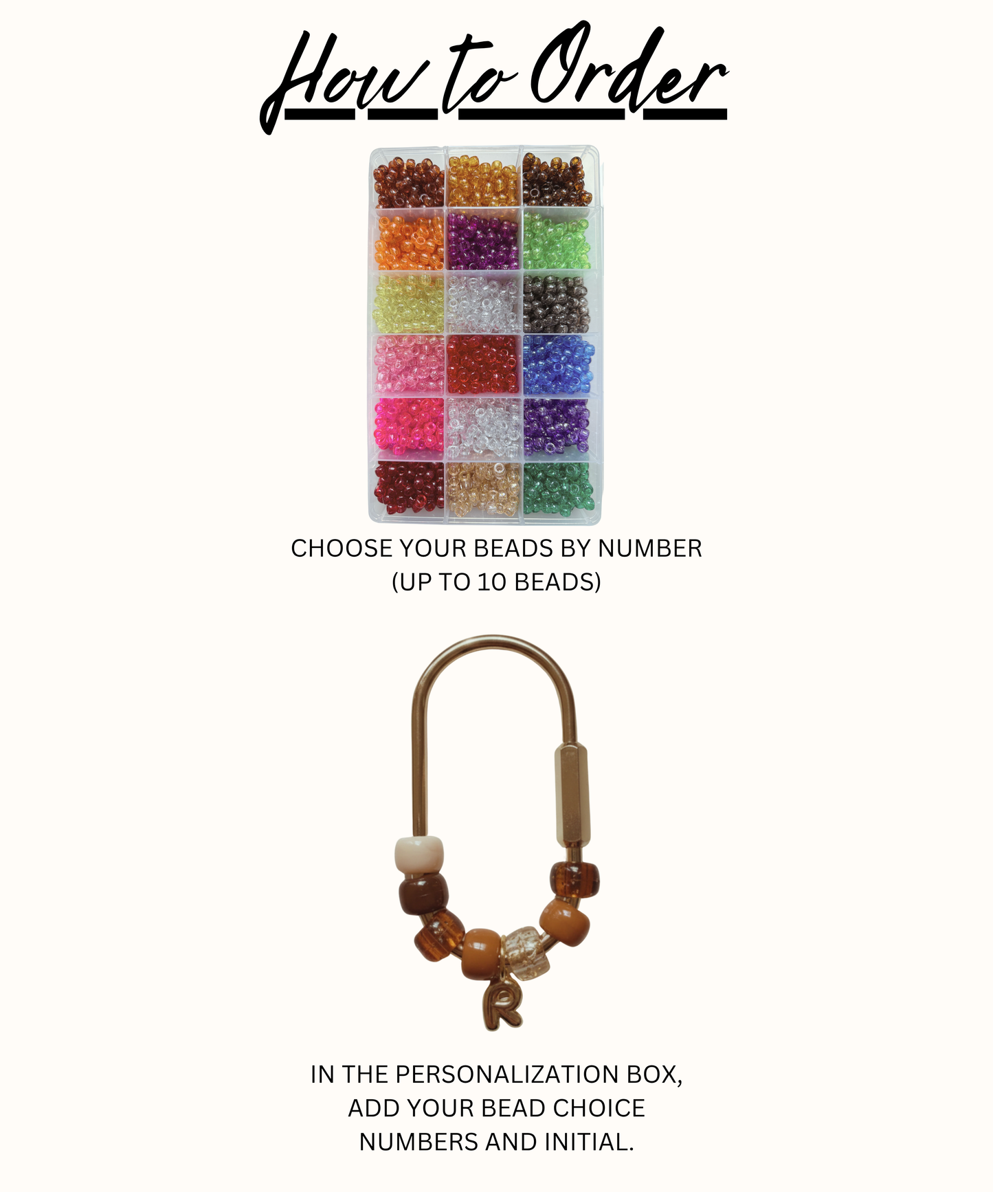 Custom Gold Initial Beaded Keychain Personalized Bag Charm
