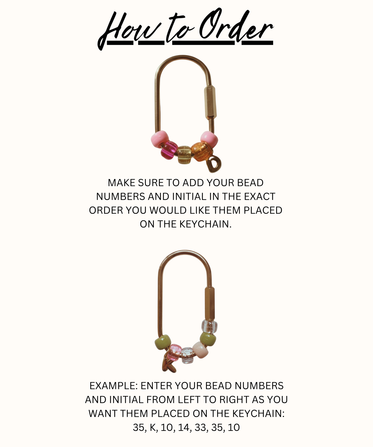 Custom Gold Initial Beaded Keychain Personalized Bag Charm