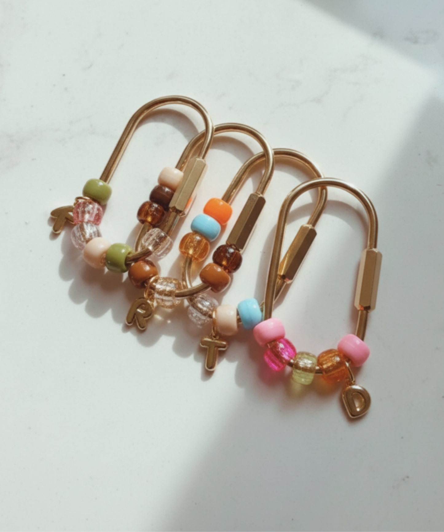 Custom Gold Initial Beaded Keychain Personalized Bag Charm