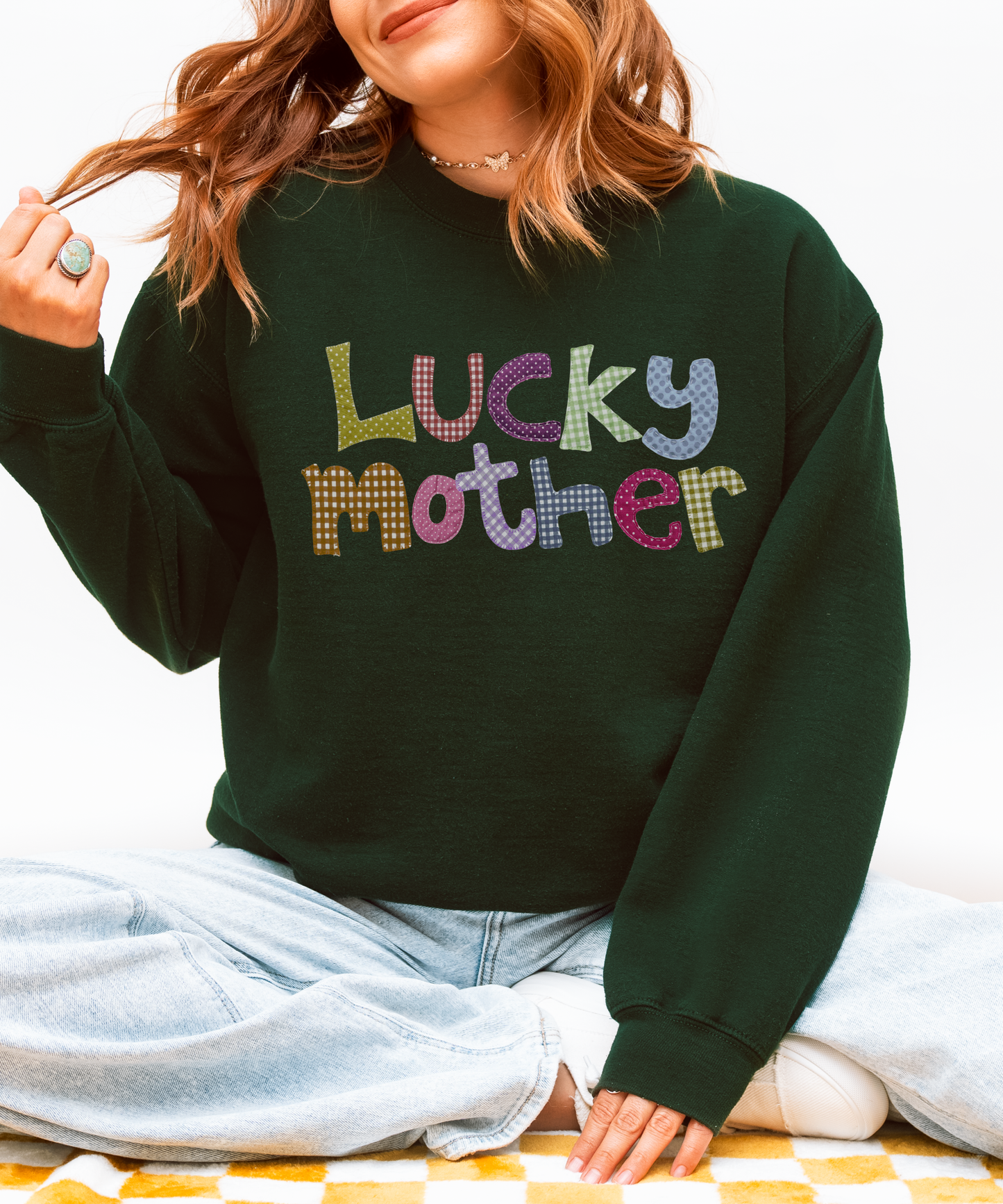 Faux Patch Lucky Mother Sweatshirt