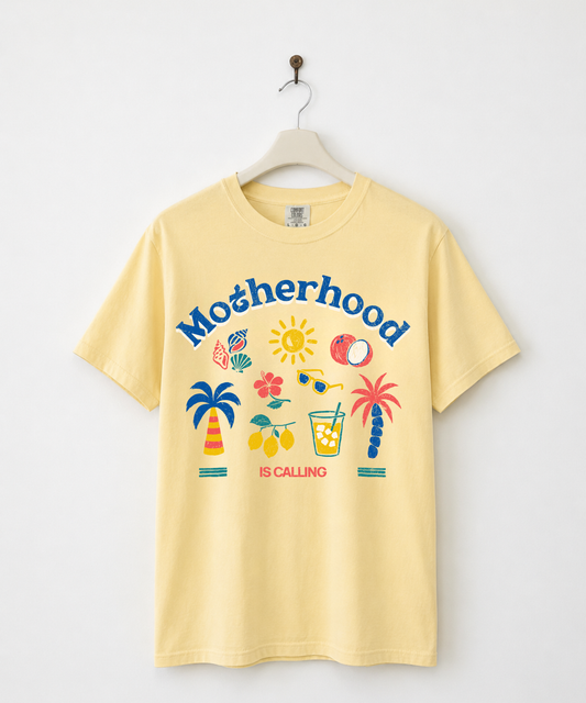Motherhood Is Calling Beach Graphic Tee