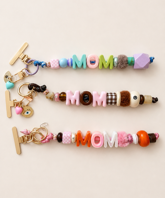 Colorful MOM Beaded Phone Wrislet