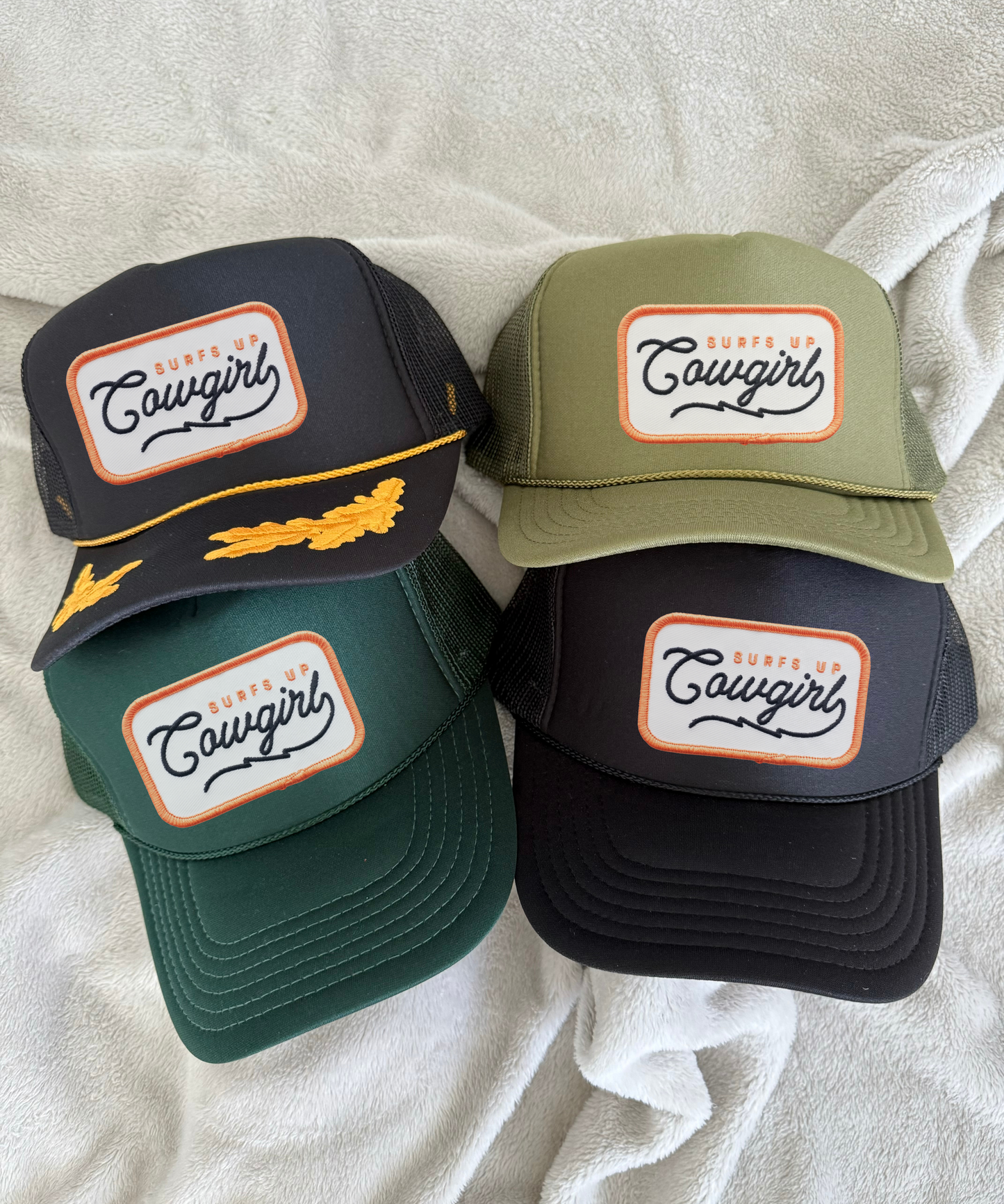 Cowgirl Surf Club Embroidered Patch Trucker Hat