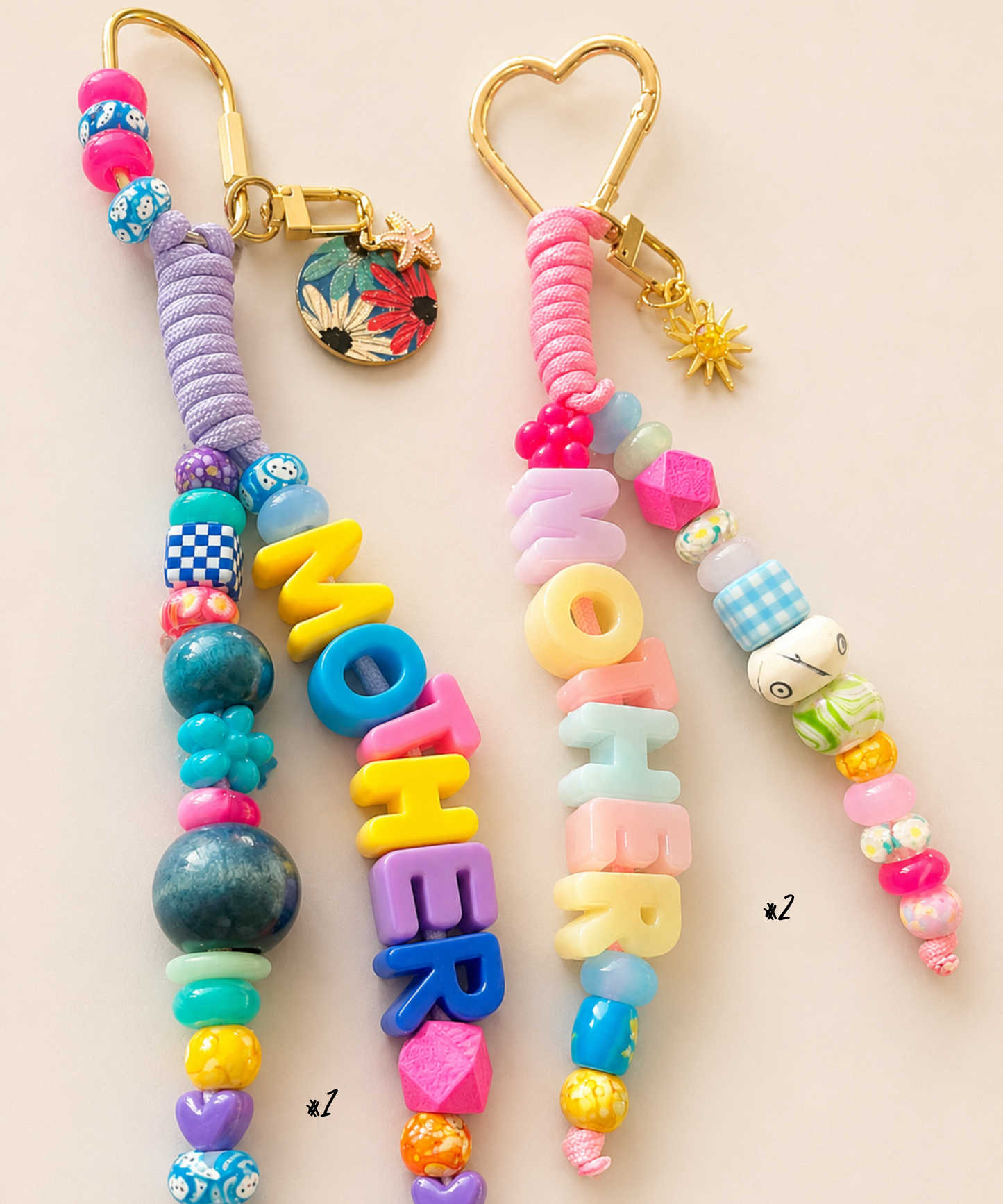 Colorful MOTHER Beaded Keychain & Bag Charm