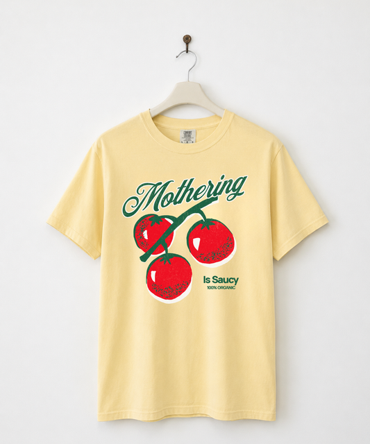 Mothering Is Saucy Tomato Graphic Tee