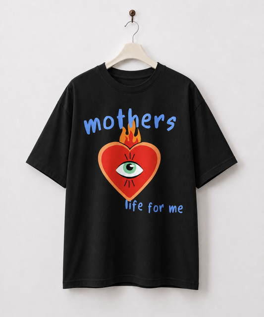 Mothers Life for Me Flaming Evil Eye Heart Tee