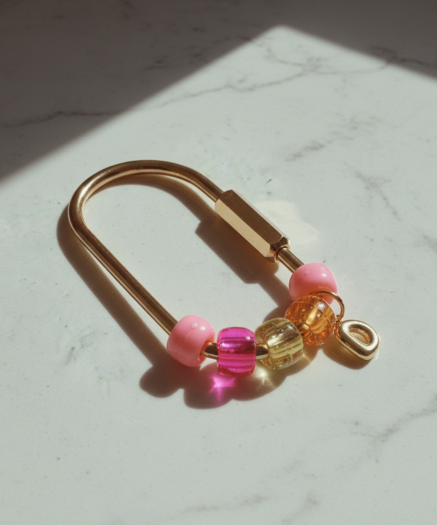 Custom Gold Initial Beaded Keychain Personalized Bag Charm