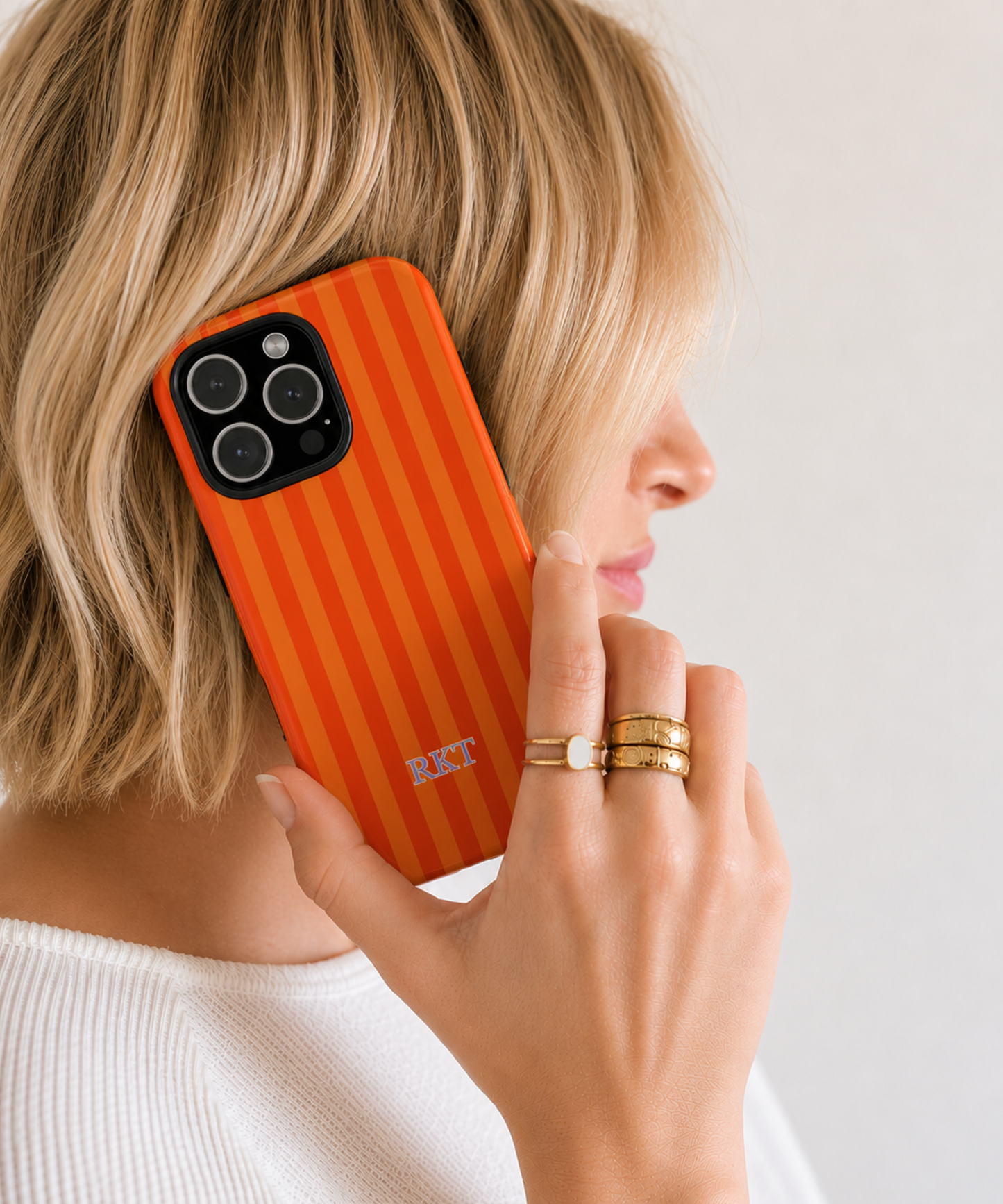 Custom Orange Striped Phone Case