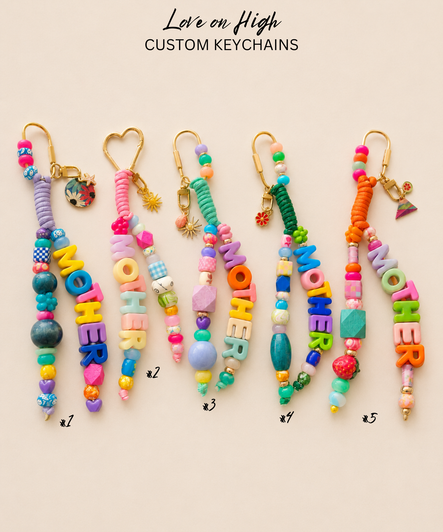 Colorful MOTHER Beaded Keychain & Bag Charm