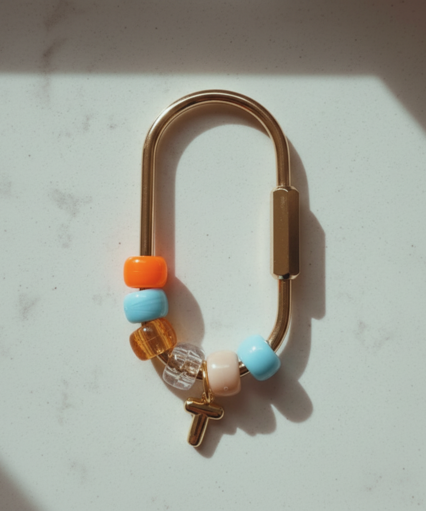 Custom Gold Initial Beaded Keychain Personalized Bag Charm