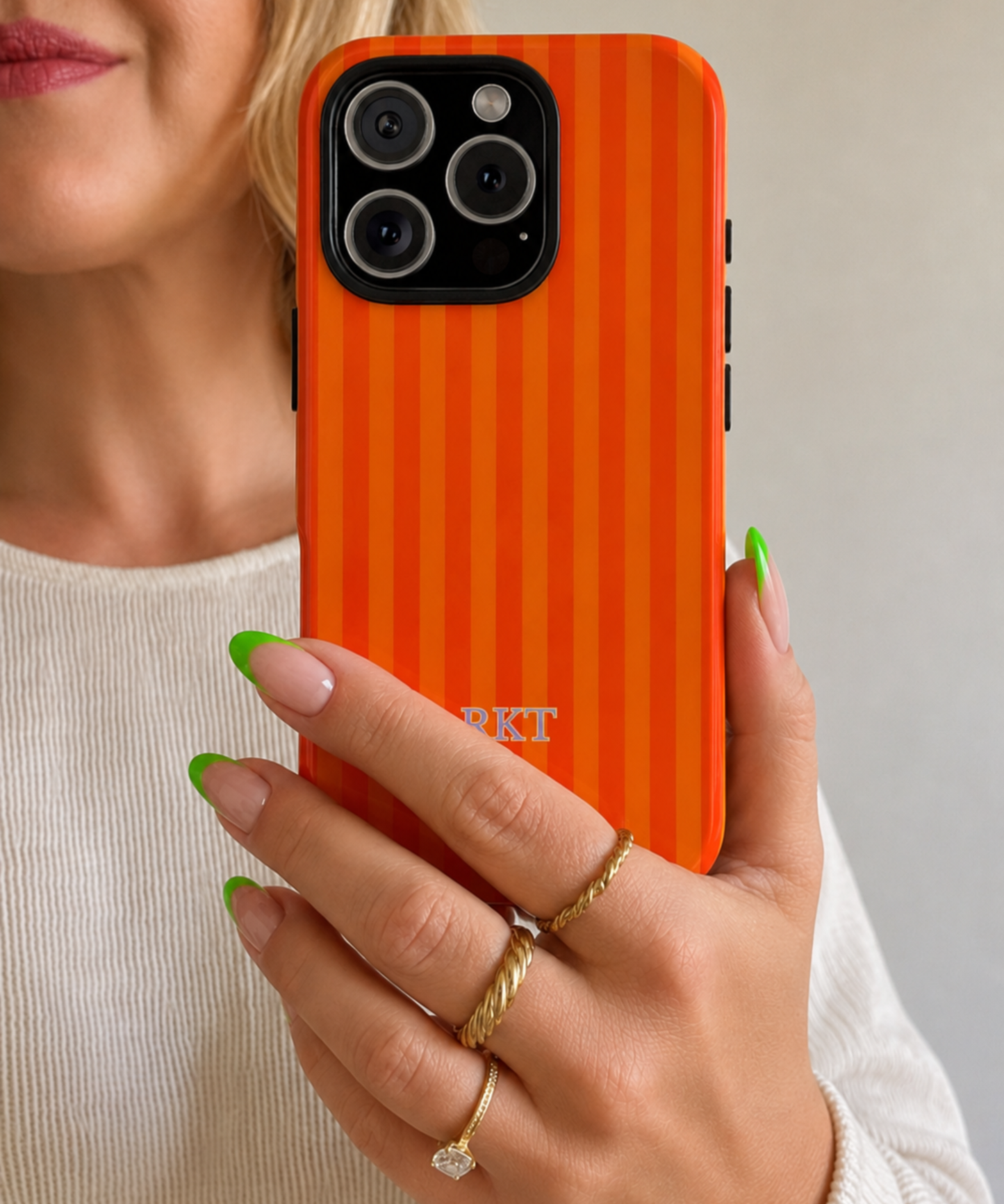 Custom Orange Striped Phone Case