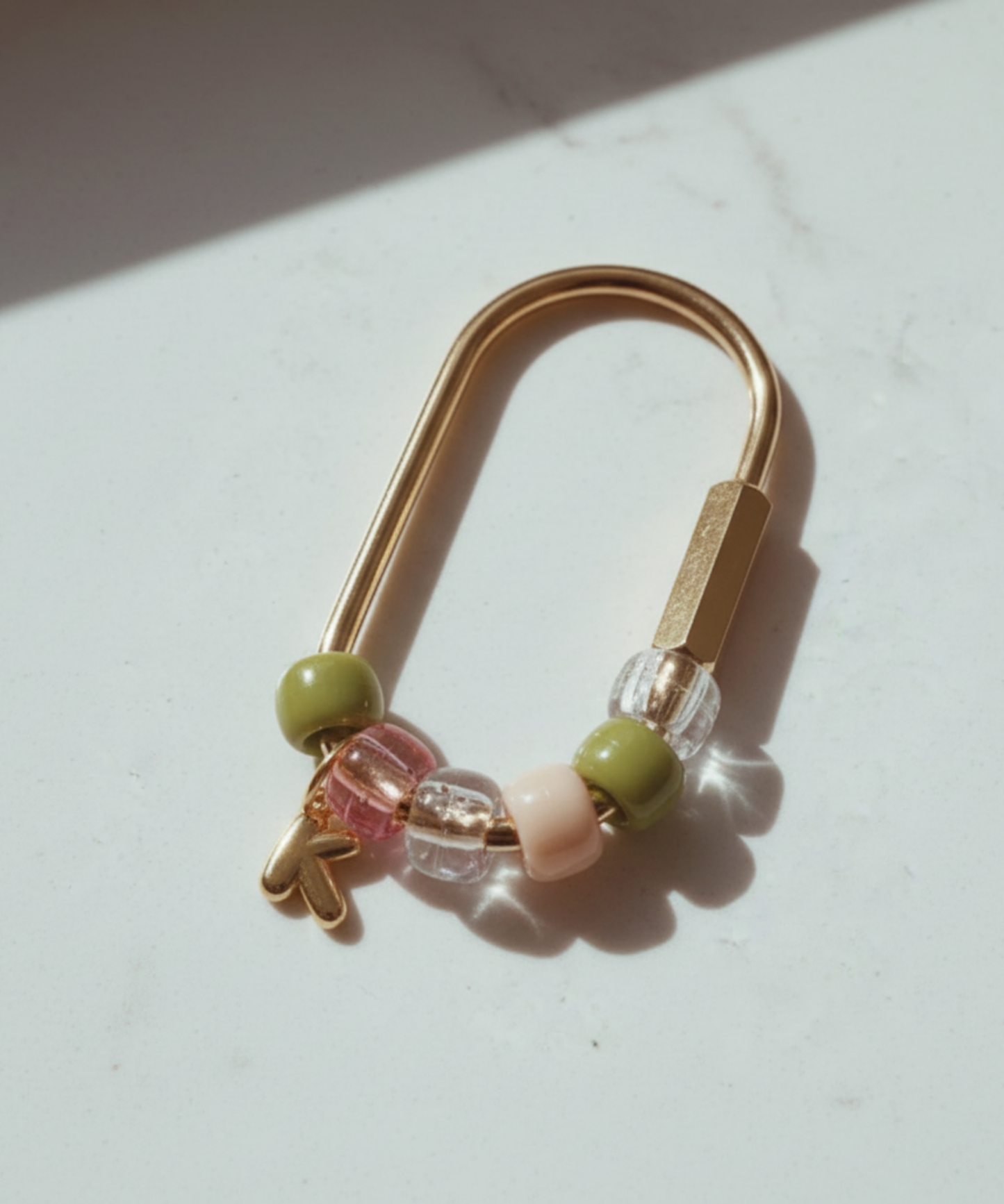 Custom Gold Initial Beaded Keychain Personalized Bag Charm