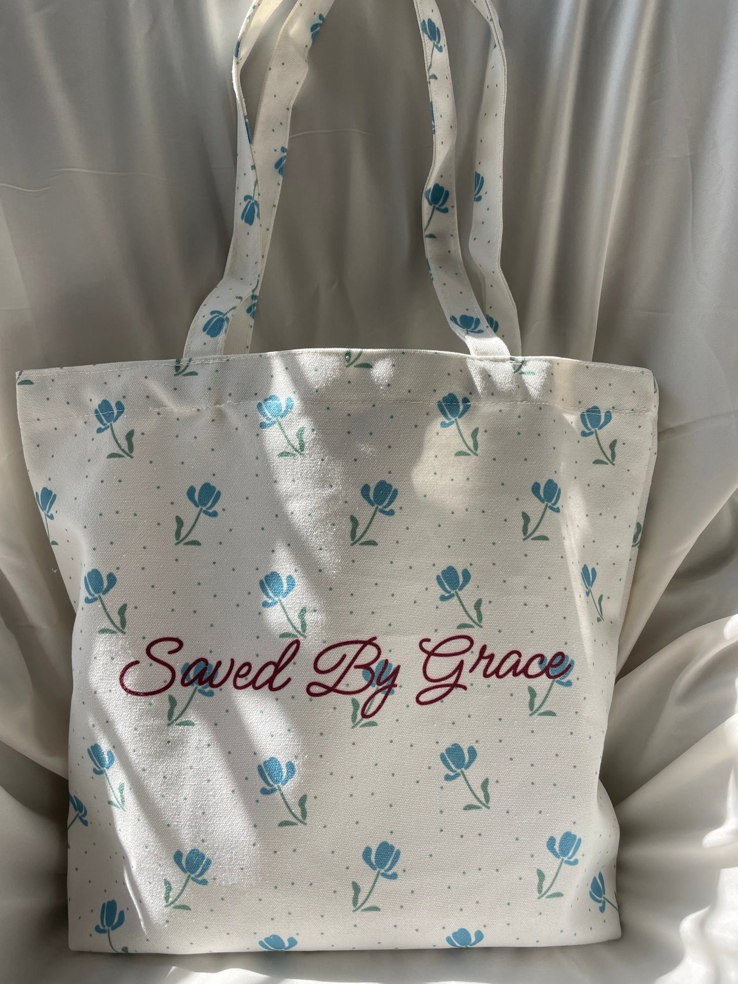 Saved By Grace Floral Tote Bag