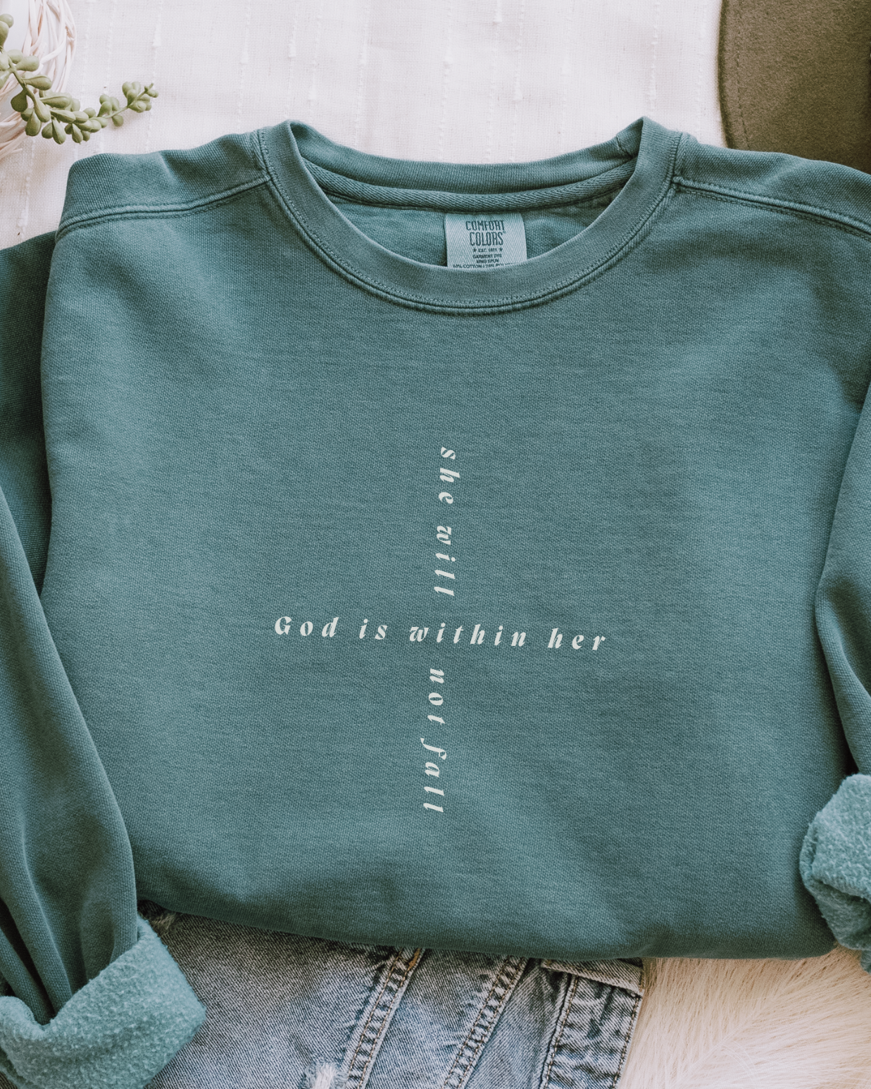 God Is Within Her Comfort Colors Crewneck