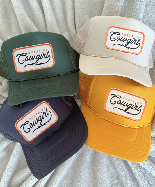 Cowgirl Surf Club Embroidered Patch Trucker Hat